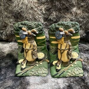 Graphics Golf Bag, Golf Clubs, Golf Shoes, Golf Course 90s Vintage Bookends